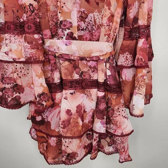 NWT BHLDN Camila Long Sleeve Chiffon Mini Dress Pink Medium - Picture 11 of 16